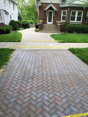 New Brick Paver Driveway Installed By Great American Brick Paving, Inc.