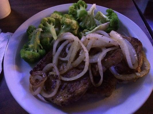 Pork chops with broccoli, $9.99