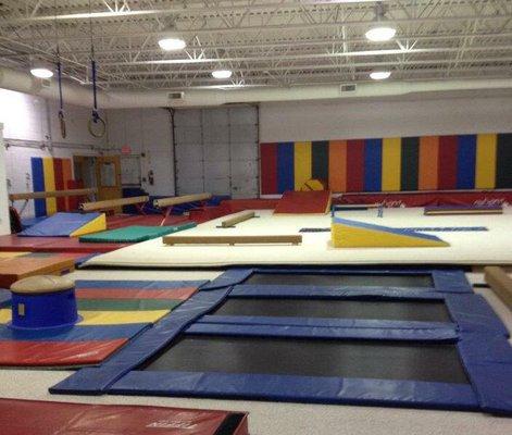 We have a front and back gym area equaling over 8000 square feet of state of the art gymnastics equipment!