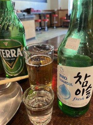 Chamisul Fresh soju & Terra beer