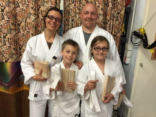 The Wells Family Earn their White Belts together at Family Martial Arts Academy