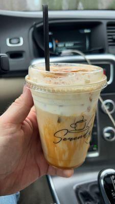 Caramel Brûlée iced coffee, very good choice. Sweet and smooth! Will def get it again.