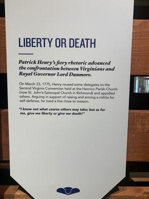 Listen to Patrick Henry's famous quote "liberty or death"