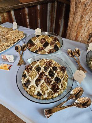 Eggplant dip, and barbari bread