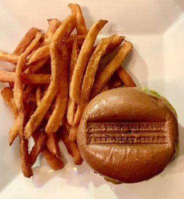 Burger and sweet potato fries