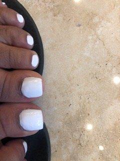 lumpy pedicure, big toes were acrylic didn't match one another they refused to fix it. One of my toes had a mark from the polish being wet.