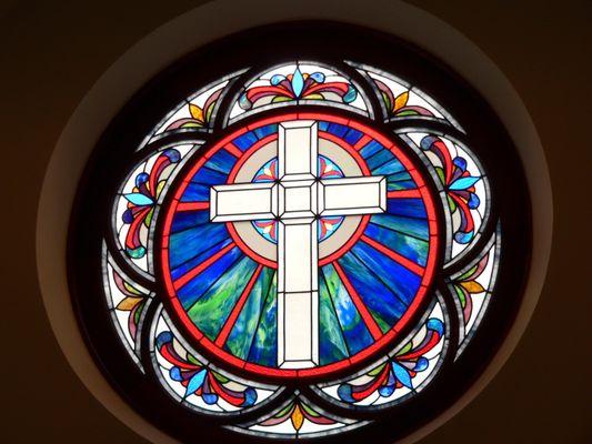 Buford Presbyterian Church interior stained glass