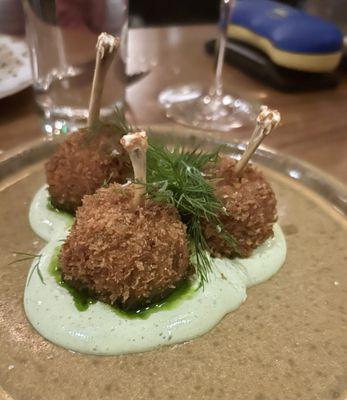 Frog leg croquettes