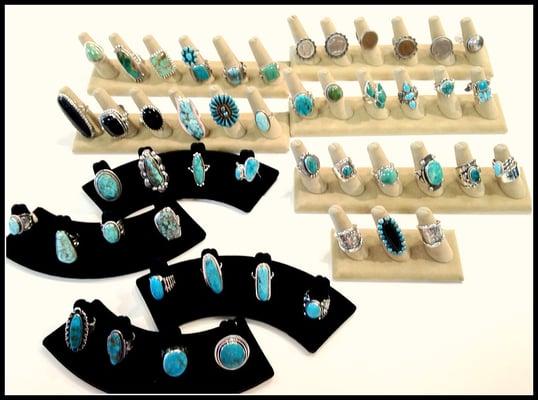 Sterling Silver and Turquoise, Onyx Rings