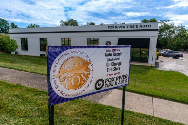 Fox River Tire & Auto has won Best of the Fox for auto repair, oil changes and tires for 9 year in a row!