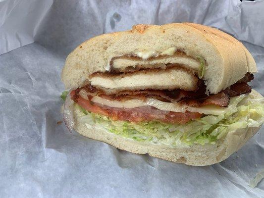 Chicken cutlet blt with provolone cheese