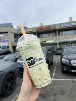 Avocado Durian Smash with crystal boba