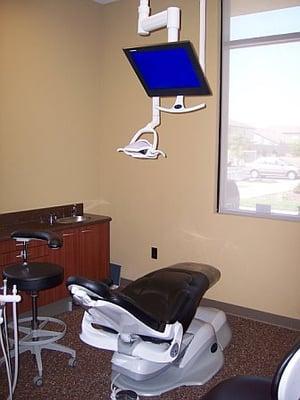 State of the art dental operatory, personal TV in every room