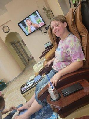 My step daughters first Luxury Pedi!