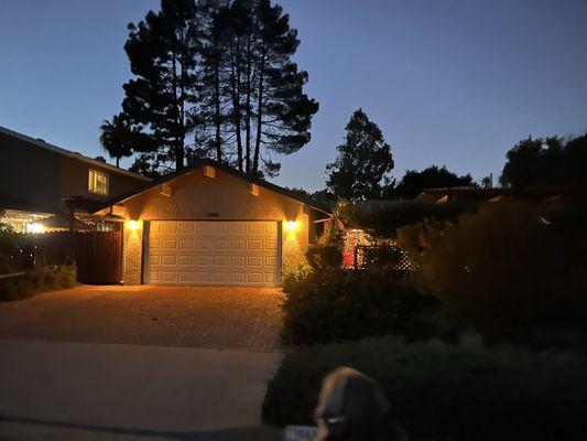 Garage with sconce lighting from Acropolis.