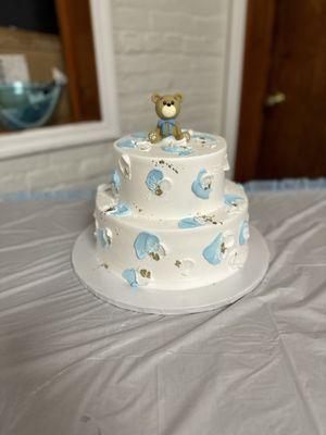 Two layer baby shower cannoli cake