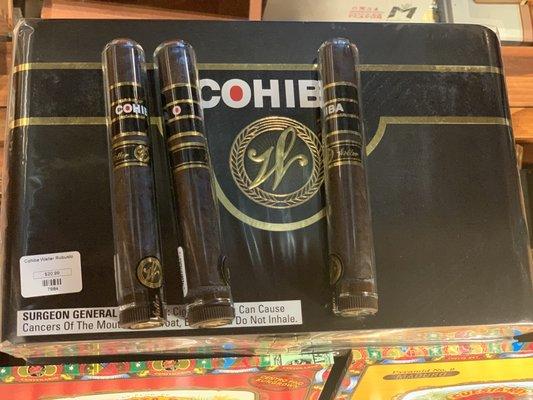 They have 5 boxes and 3 single cigars of the Cohiba Weller cigars $20.99 for a individual stick, 10per box 10% off when purchasing a box.