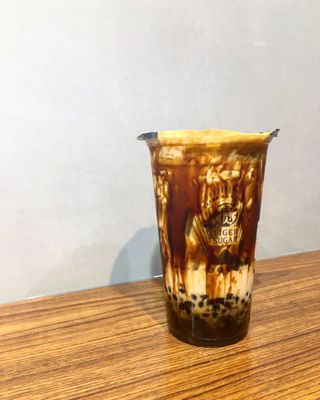 S1 Black Sugar Milk with Boba, Pearl & Cream Mousse