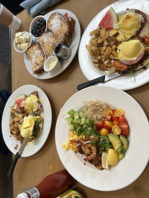 Chili lime shrimp bowl La Jolla Benedict Stuffed French toast