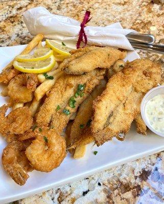 Fried whiting and shrimp