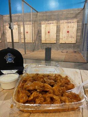 Nina's chicken bites at Electric City Axe Throwing