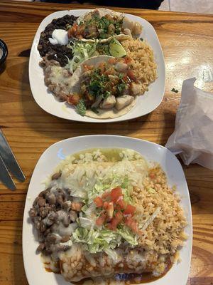 Crab enchiladas meal and fish taco meal!  So good!