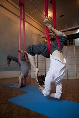 Michelle Dortignac Demonstrates Aerial Yoga