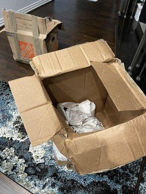 Example of crushed boxes