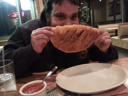 Giant calzone was fantastic.