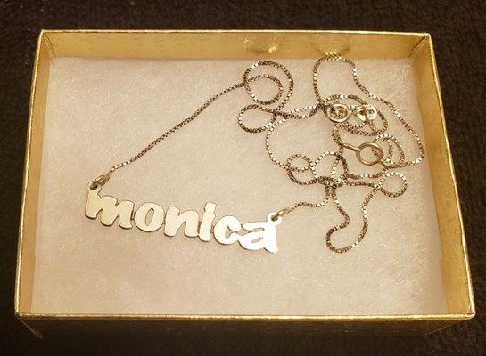 My custom nameplate necklace