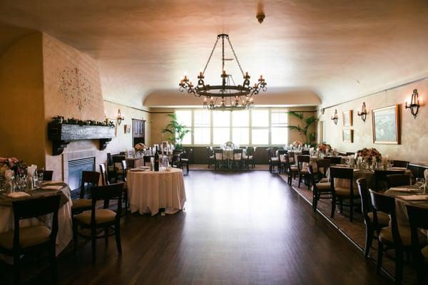 The dining room with enough space left in the middle for dancing after dinner.