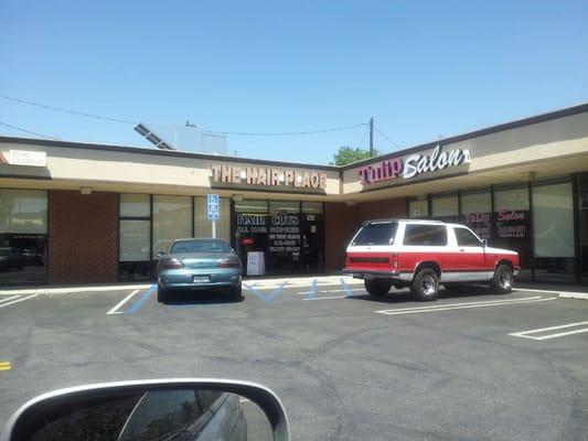 Shop is in the corner of a small strip mall.