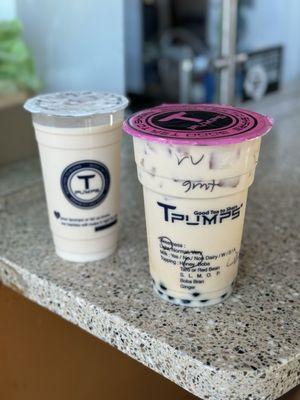 Rose Vanilla Green Milk Tea with Honey Boba