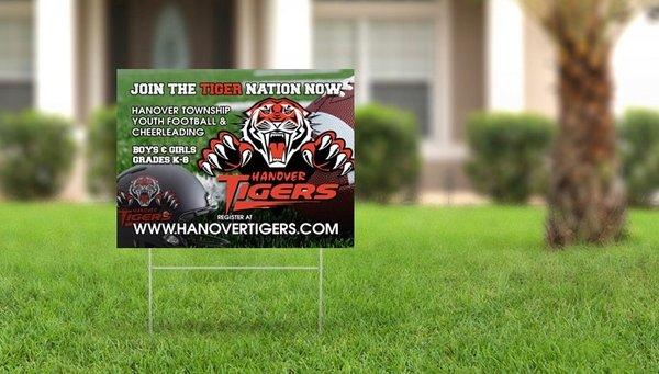 Lawn signs for Hanover Tigers