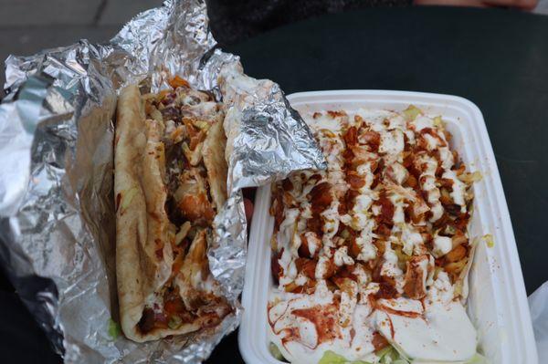 Lamb gyro and chicken rice