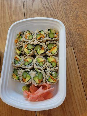 Veggie sushi with carrots and Cucumber added