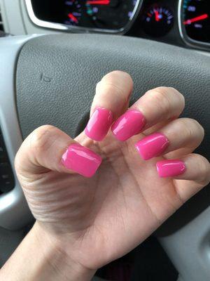 Dipping powder. Hot pink color