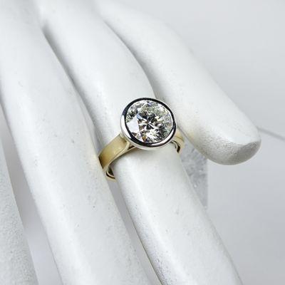 3.51 ct platinum bezel 18k yellow gold ring, see hhorwitz.com for purchase and customization