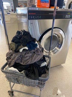 Cart full of wet laundry