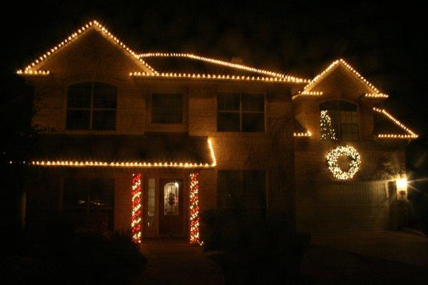 Candy Cane columns.  6 Inch spacing on Lights on roof.