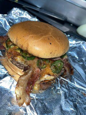 American burger with jalapeños