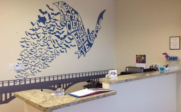 Our front desk mural... yeah, it's pretty awesome.