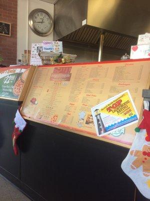 Menu on the counter