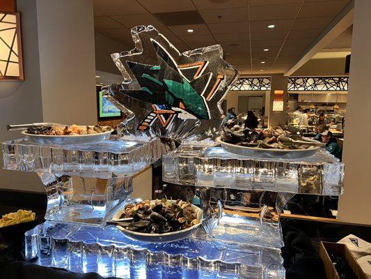 Seafood ice sculpture station