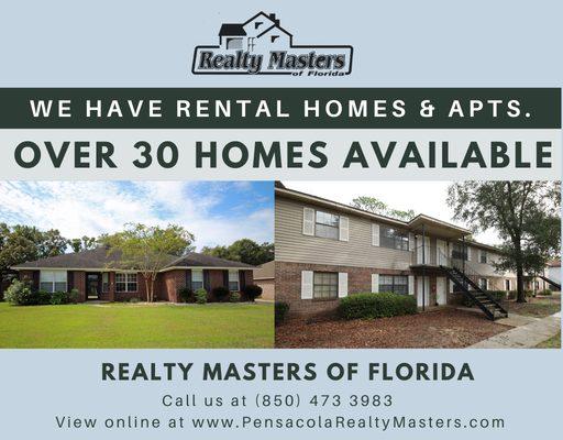 We have over 30 rental homes and apartments available in the Pensacola area!