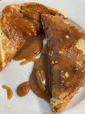 Texas toast-French toast with homemade praline sauce.