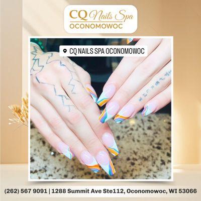 Hello Summer! Time for a Nail Makeover at CQ Nails Spa Oconomowoc! 
 Treat yourself to a stunning summer nail design. Visit us and le