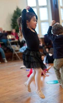 Dancer's first steps in Dancewave's Creative Movement class.