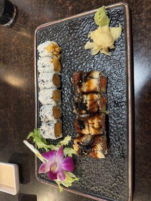 Flying Dragon Roll and Spicy Scallop Roll