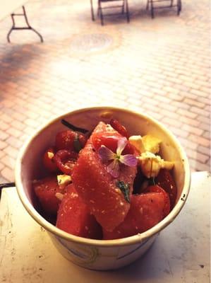 Aurora's Salad, new at Fancheezical (watermelon, tomato, feta, basil)